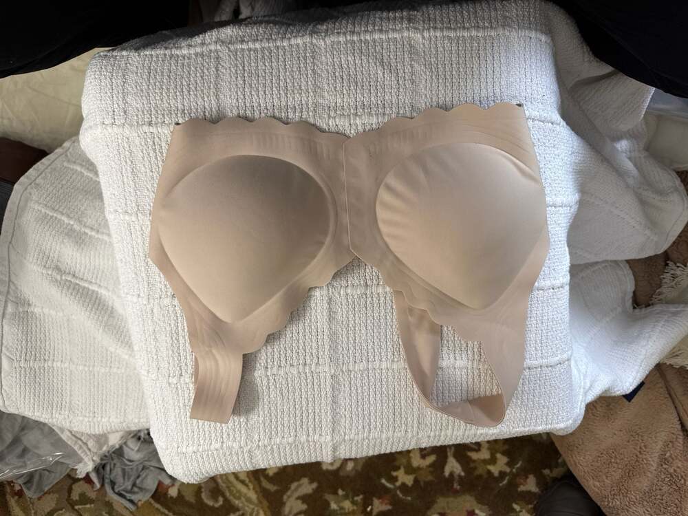 b.tempt'd b.wow'd Wireless Push-Up Bra Scalloped Edge Beige